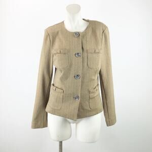 Cabi Medium Womens Brown Herringbone Career Penny Blazer
